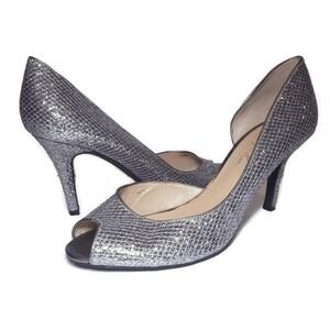 Marc Fisher Joey Glitter D'Orsay Peep Toe Formal Prom Pumps Metallic Heels 9.5